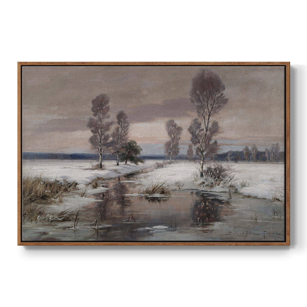 Vintage Landscape-CCCLXXVIII By Wexford Home Framed in Walnut Wood Gallery Wrapped Canvas 25 in. x 37 in.