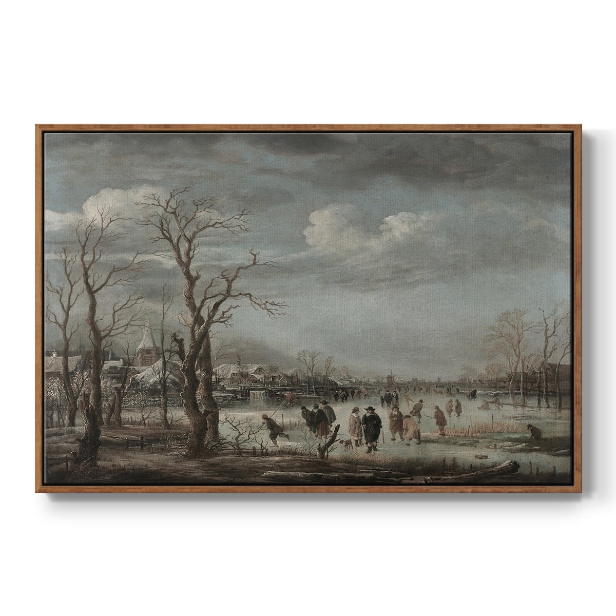 Vintage Landscape-CCCLXXX By Wexford Home Framed in Walnut Wood Gallery Wrapped Canvas 25 in. x 37 in.