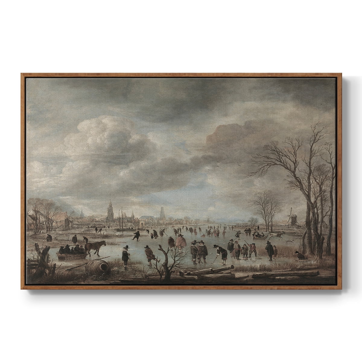 Vintage Landscape-CCCLXXXI By Wexford Home Framed in Walnut Wood Gallery Wrapped Canvas 25 in. x 37 in.