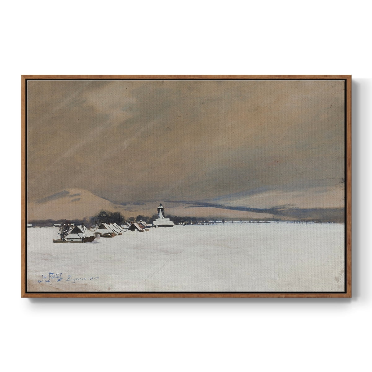 Vintage Landscape-CCCLXXXII By Wexford Home Framed in Walnut Wood Gallery Wrapped Canvas 25 in. x 37 in.