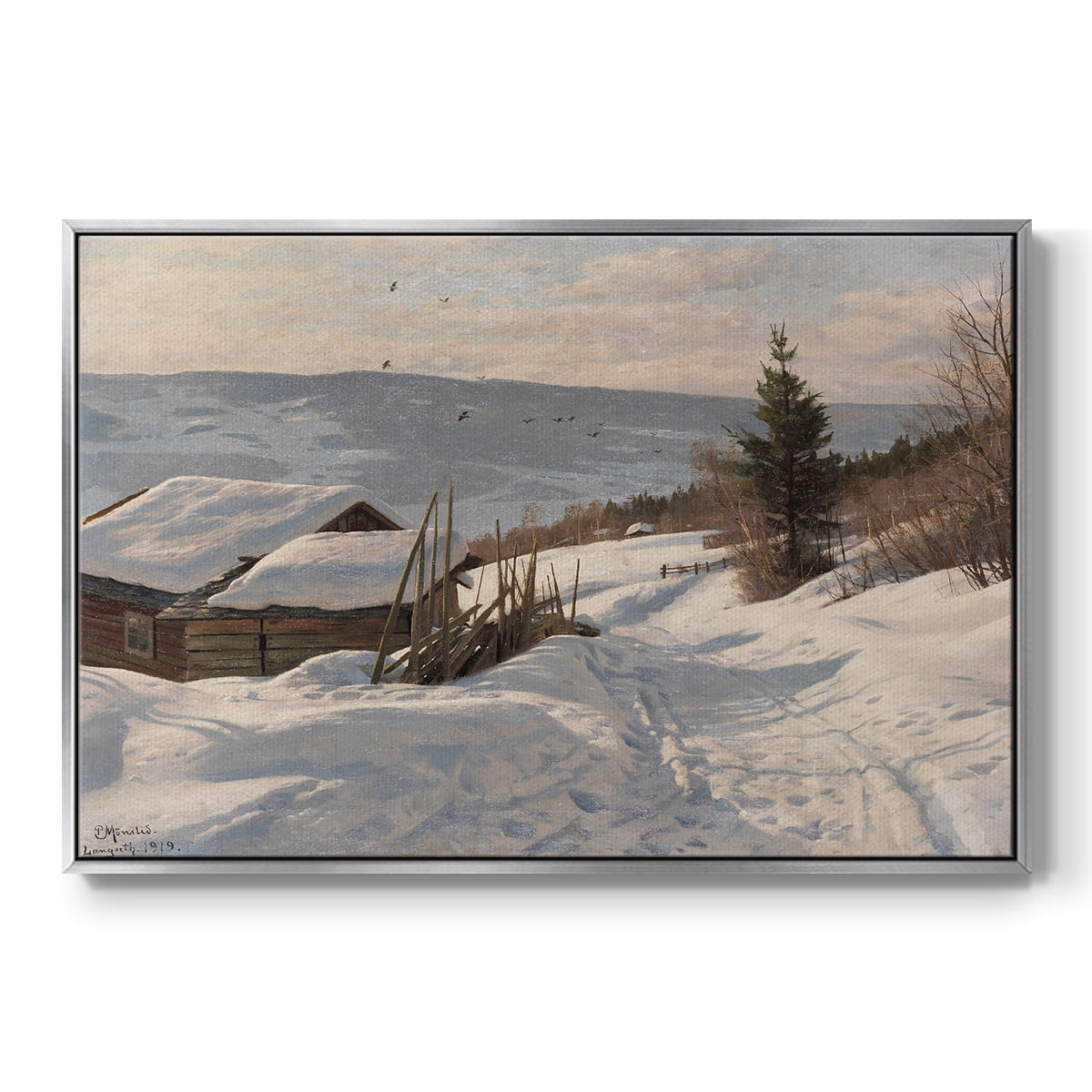 Vintage Landscape-CCCLXXXIII By Wexford Home Framed in Silver Wood Gallery Wrapped Canvas 25 in. x 37 in.