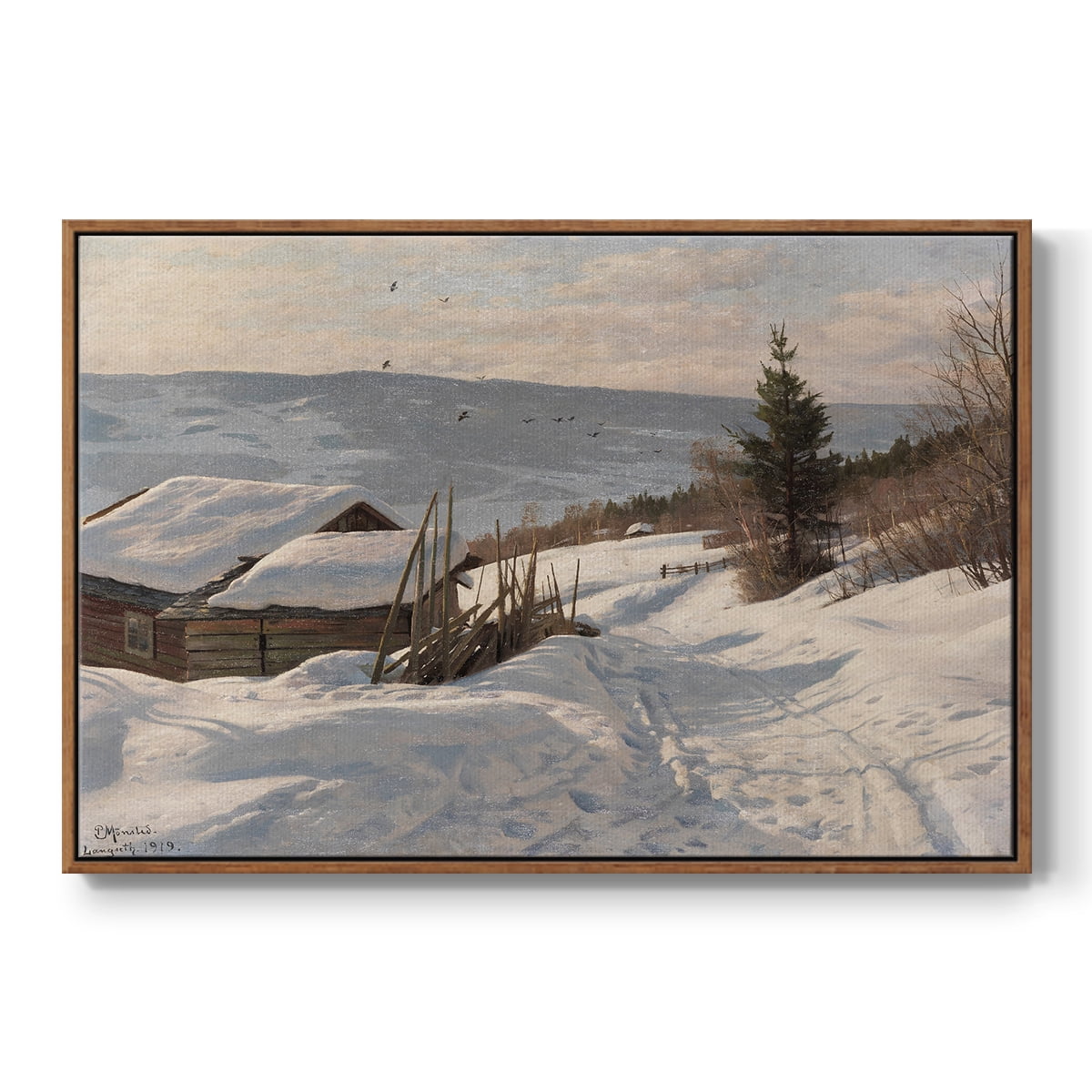 Vintage Landscape-CCCLXXXIII By Wexford Home Framed in Walnut Wood Gallery Wrapped Canvas 17 in. x 25 in.