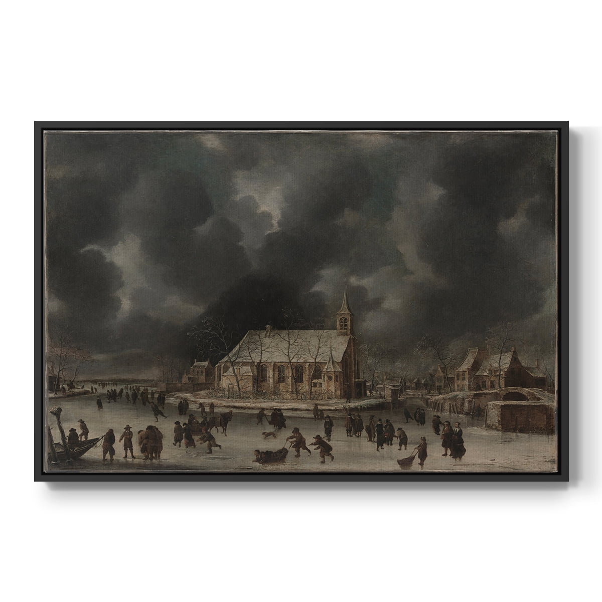 Vintage Landscape-CCCLXXXIX By Wexford Home Framed in Black Wood Gallery Wrapped Canvas 25 in. x 37 in.