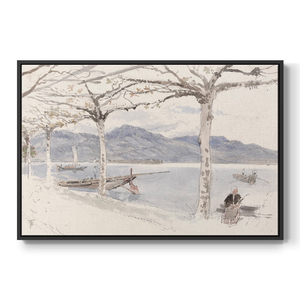 Vintage Landscape-CCCLXXXV By Wexford Home Framed in Black Wood Gallery Wrapped Canvas 25 in. x 37 in.