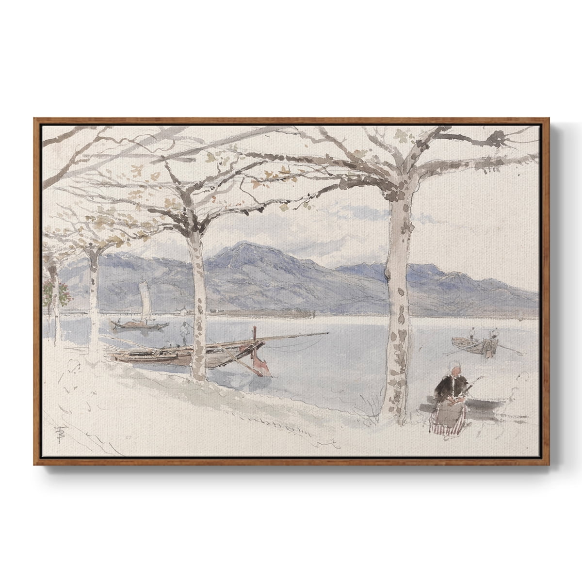 Vintage Landscape-CCCLXXXV By Wexford Home Framed in Walnut Wood Gallery Wrapped Canvas 27 in. x 41 in.