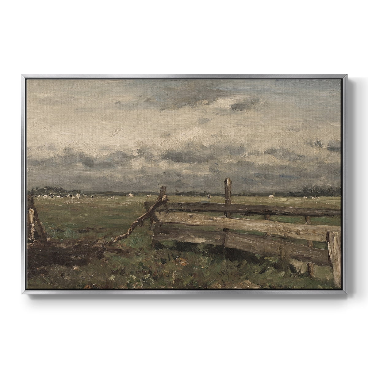 Vintage Landscape-CCCVI By Wexford Home Framed in Silver Wood Gallery Wrapped Canvas 25 in. x 37 in.