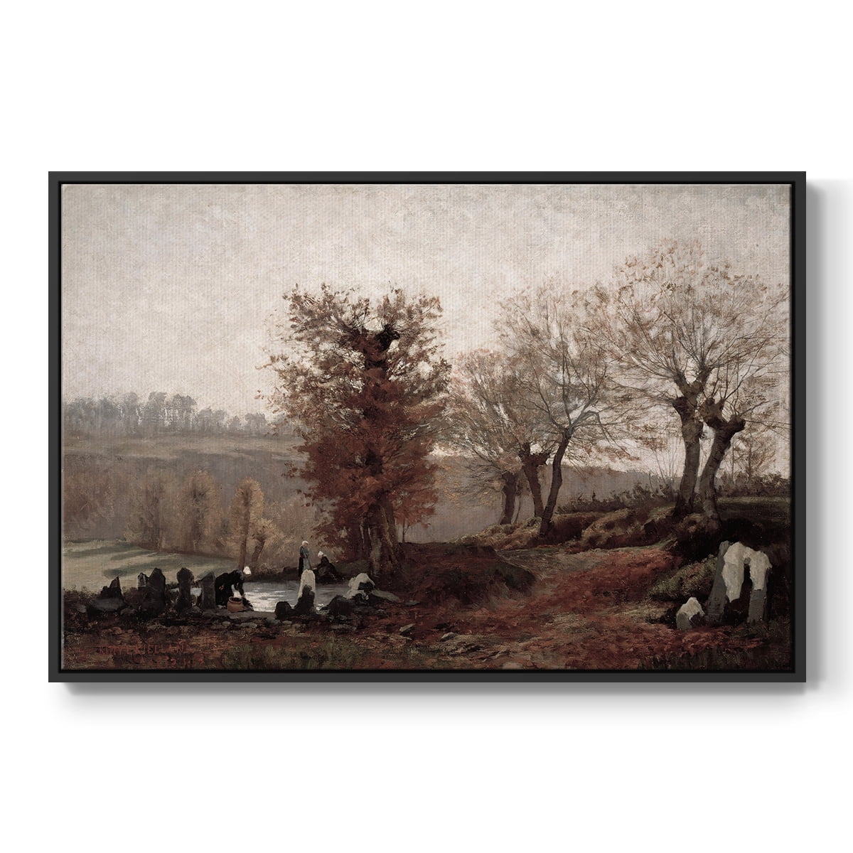 Vintage Landscape-CCCVIII By Wexford Home Framed in Black Wood Gallery Wrapped Canvas 17 in. x 25 in.