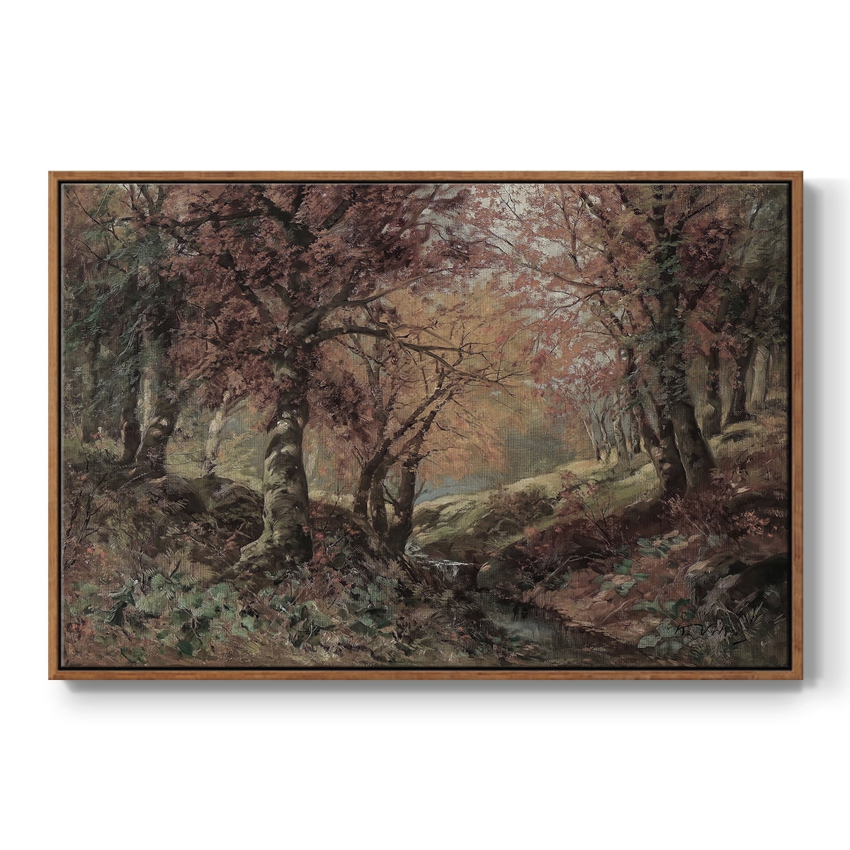 Vintage Landscape-CCCXCI By Wexford Home Framed in Walnut Wood Gallery Wrapped Canvas 25 in. x 37 in.