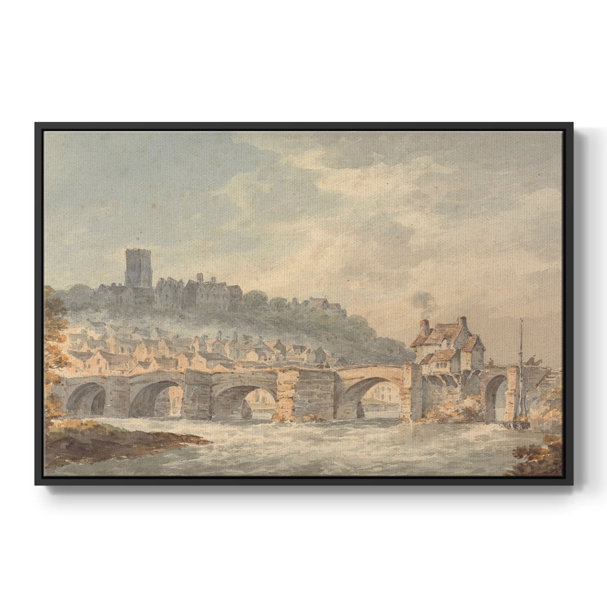 Vintage Landscape-CCCXCII By Wexford Home Framed in Black Wood Gallery Wrapped Canvas 27 in. x 41 in.
