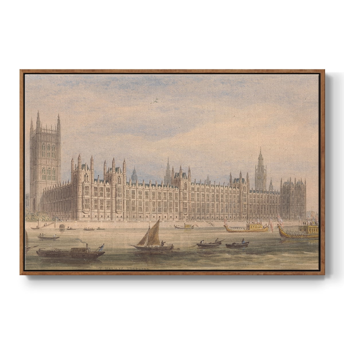 Vintage Landscape-CCCXCIII By Wexford Home Framed in Walnut Wood Gallery Wrapped Canvas 17 in. x 25 in.