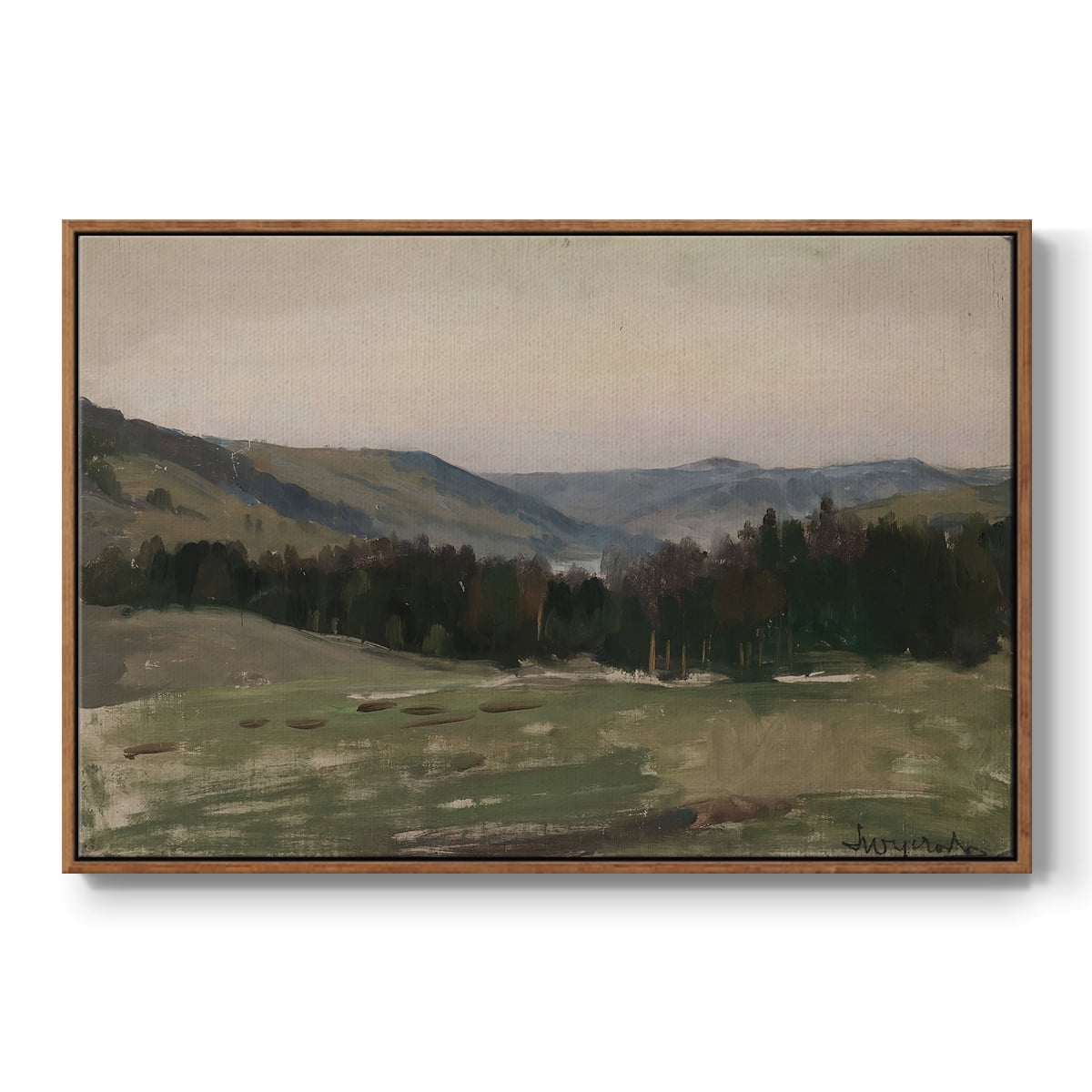 Vintage Landscape-CCCXCIV By Wexford Home Framed in Walnut Wood Gallery Wrapped Canvas 27 in. x 41 in.