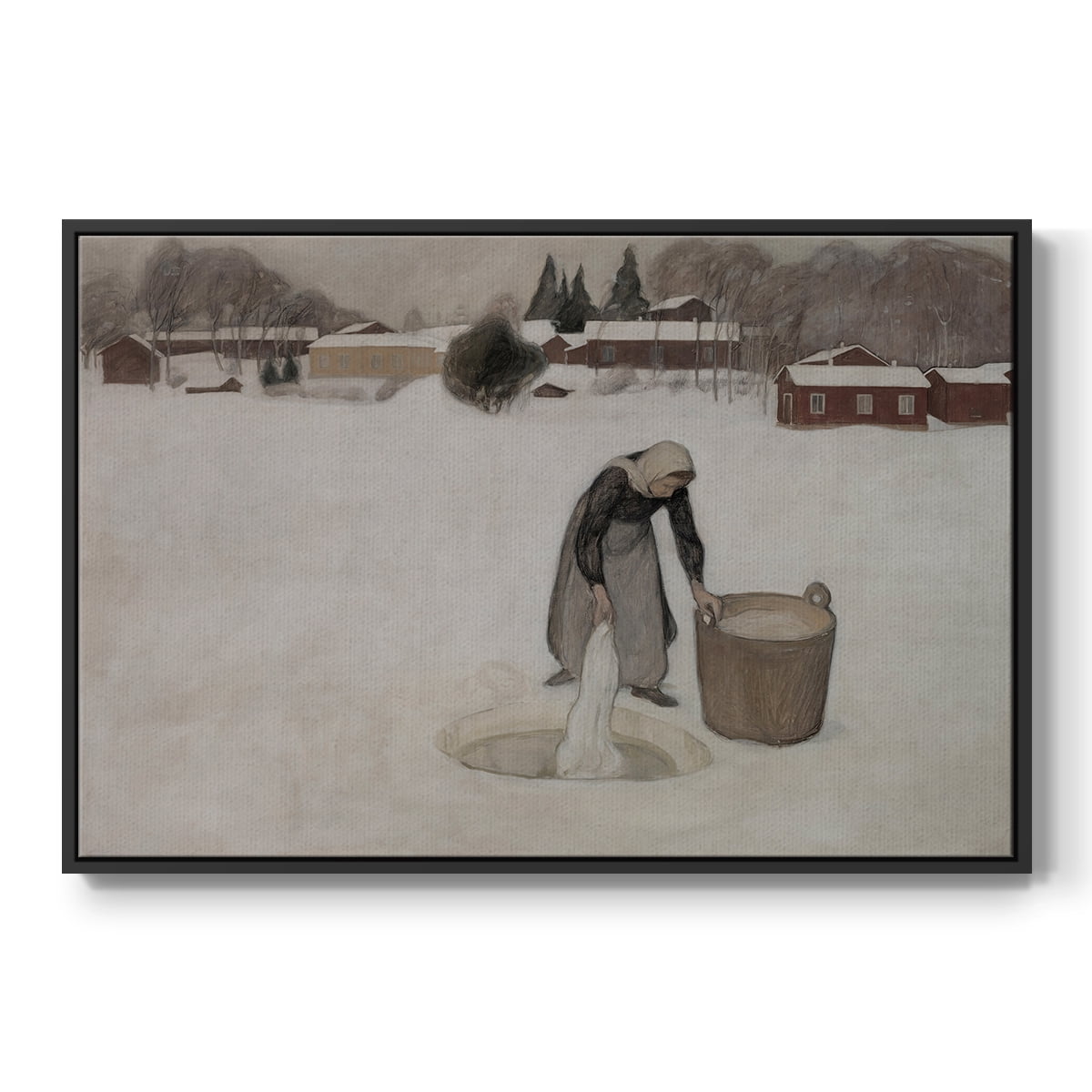Vintage Landscape-CCCXCIX By Wexford Home Framed in Black Wood Gallery Wrapped Canvas 25 in. x 37 in.