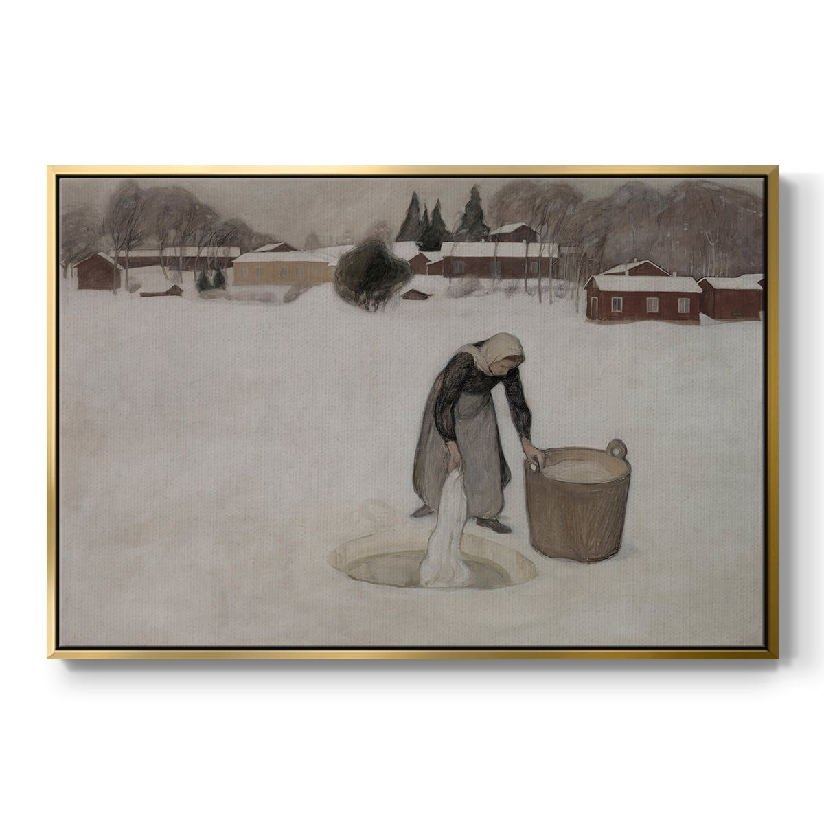 Vintage Landscape-CCCXCIX By Wexford Home Framed in Gold Wood Gallery Wrapped Canvas 27 in. x 41 in.