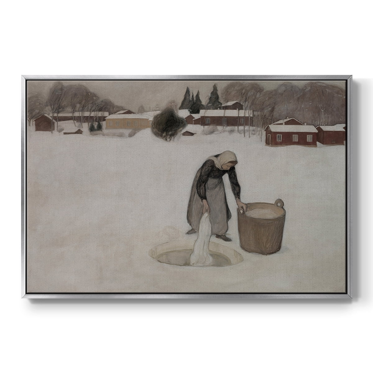 Vintage Landscape-CCCXCIX By Wexford Home Framed in Silver Wood Gallery Wrapped Canvas 27 in. x 41 in.