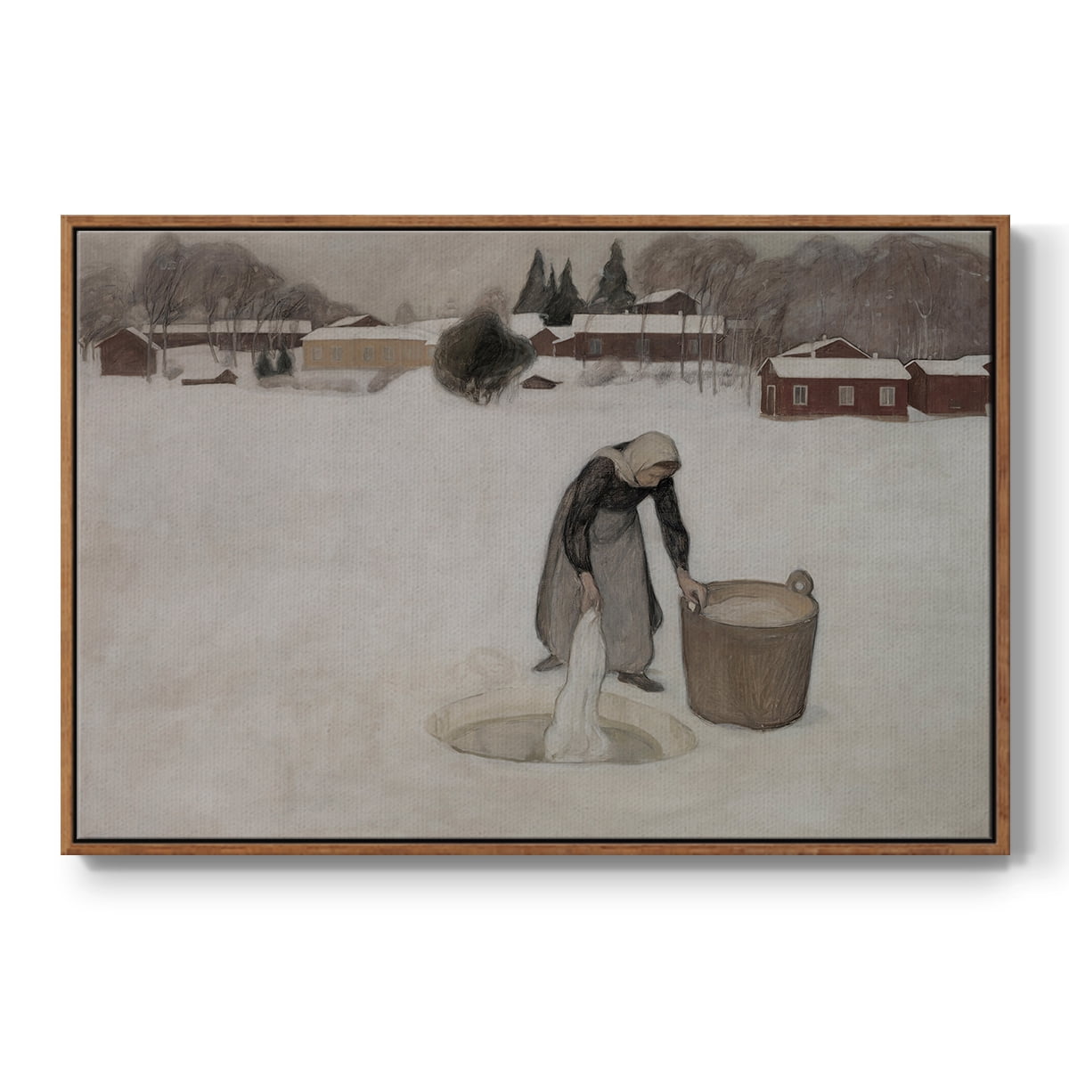 Vintage Landscape-CCCXCIX By Wexford Home Framed in Walnut Wood Gallery Wrapped Canvas 17 in. x 25 in.