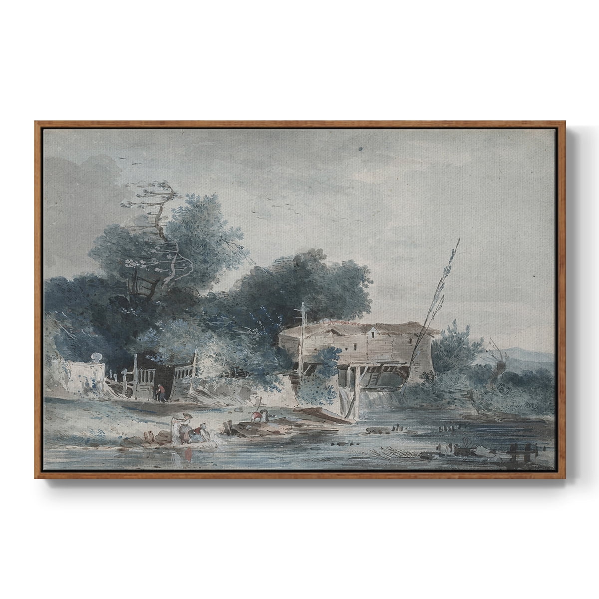 Vintage Landscape-CCCXLVII By Wexford Home Framed in Walnut Wood Gallery Wrapped Canvas 25 in. x 37 in.