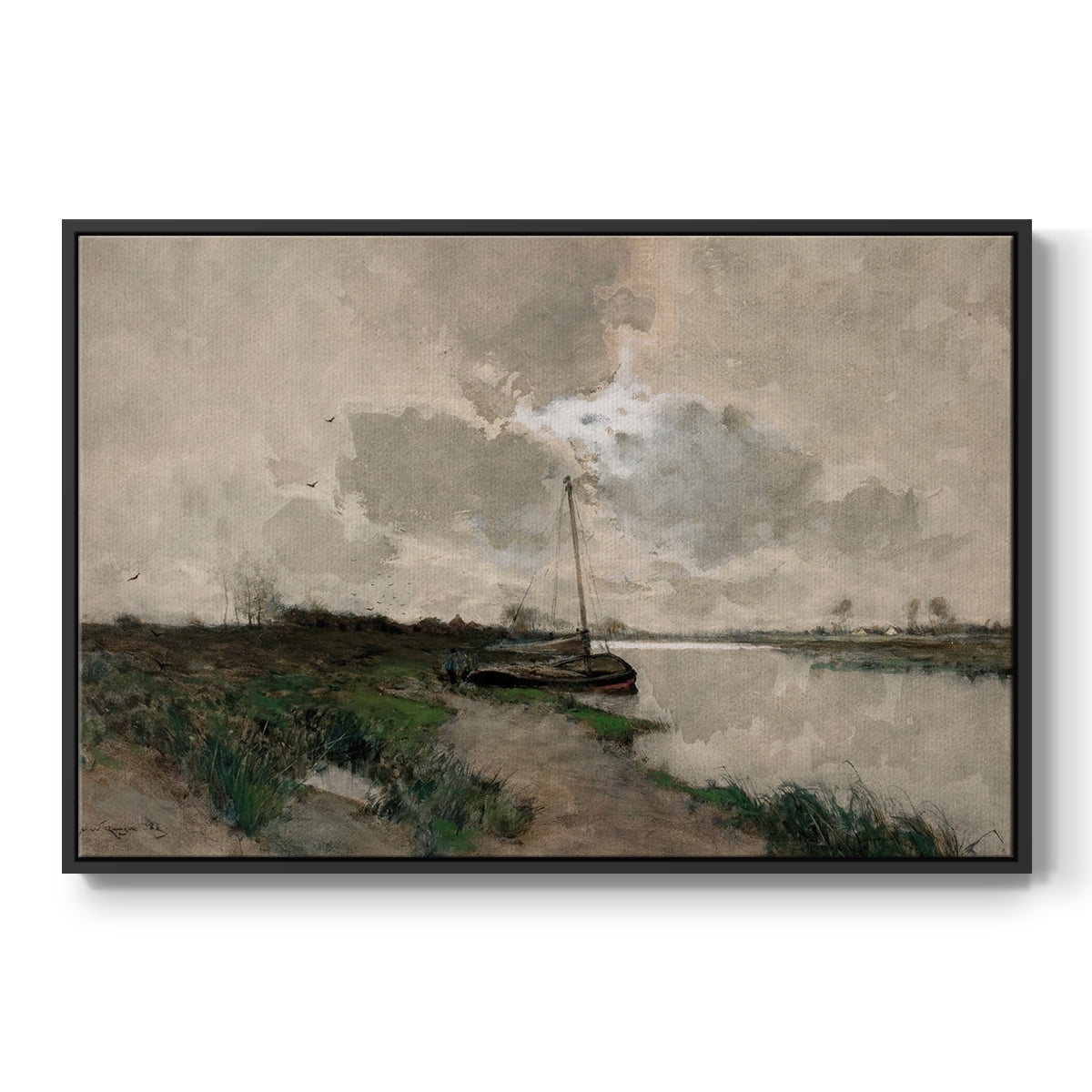Vintage Landscape-CCCXLVIII By Wexford Home Framed in Black Wood Gallery Wrapped Canvas 27 in. x 41 in.