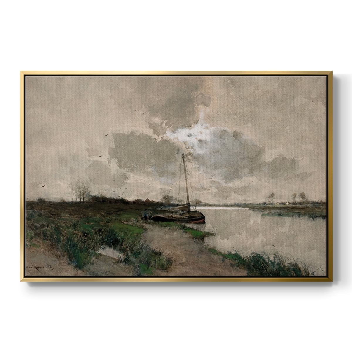 Vintage Landscape-CCCXLVIII By Wexford Home Framed in Gold Wood Gallery Wrapped Canvas 27 in. x 41 in.
