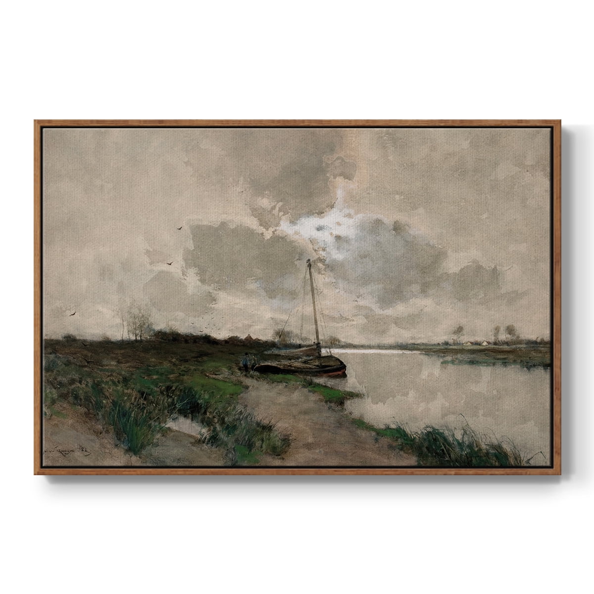Vintage Landscape-CCCXLVIII By Wexford Home Framed in Walnut Wood Gallery Wrapped Canvas 27 in. x 41 in.
