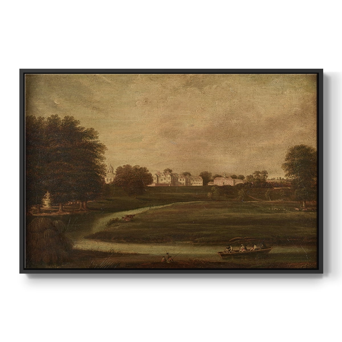 Vintage Landscape-CCCXX By Wexford Home Framed in Black Wood Gallery Wrapped Canvas 25 in. x 37 in.