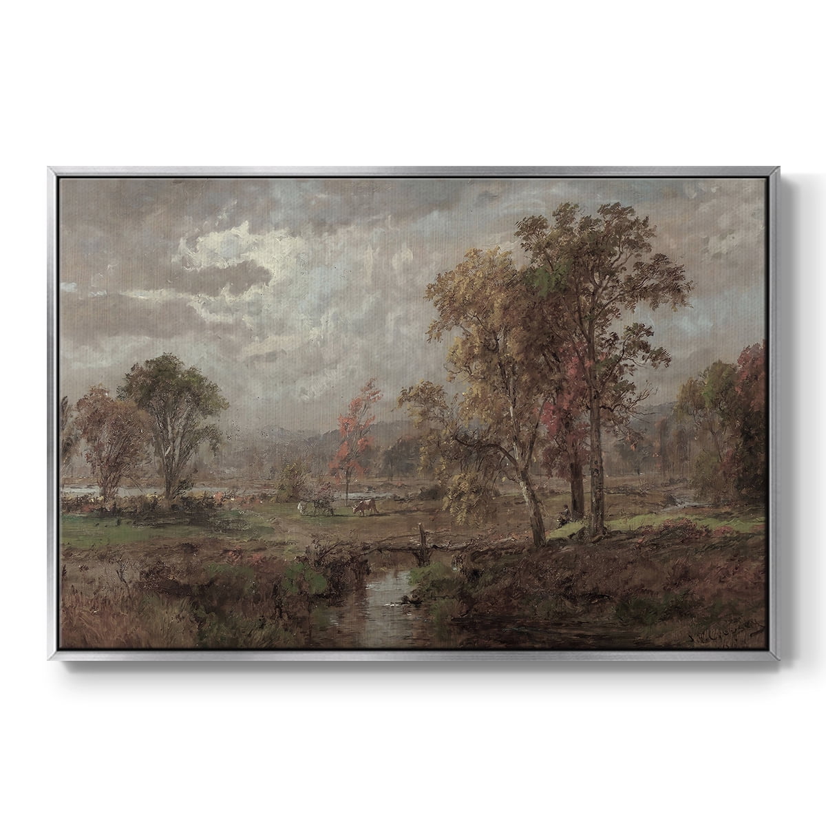 Vintage Landscape-CCCXXIV By Wexford Home Framed in Silver Wood Gallery Wrapped Canvas 25 in. x 37 in.
