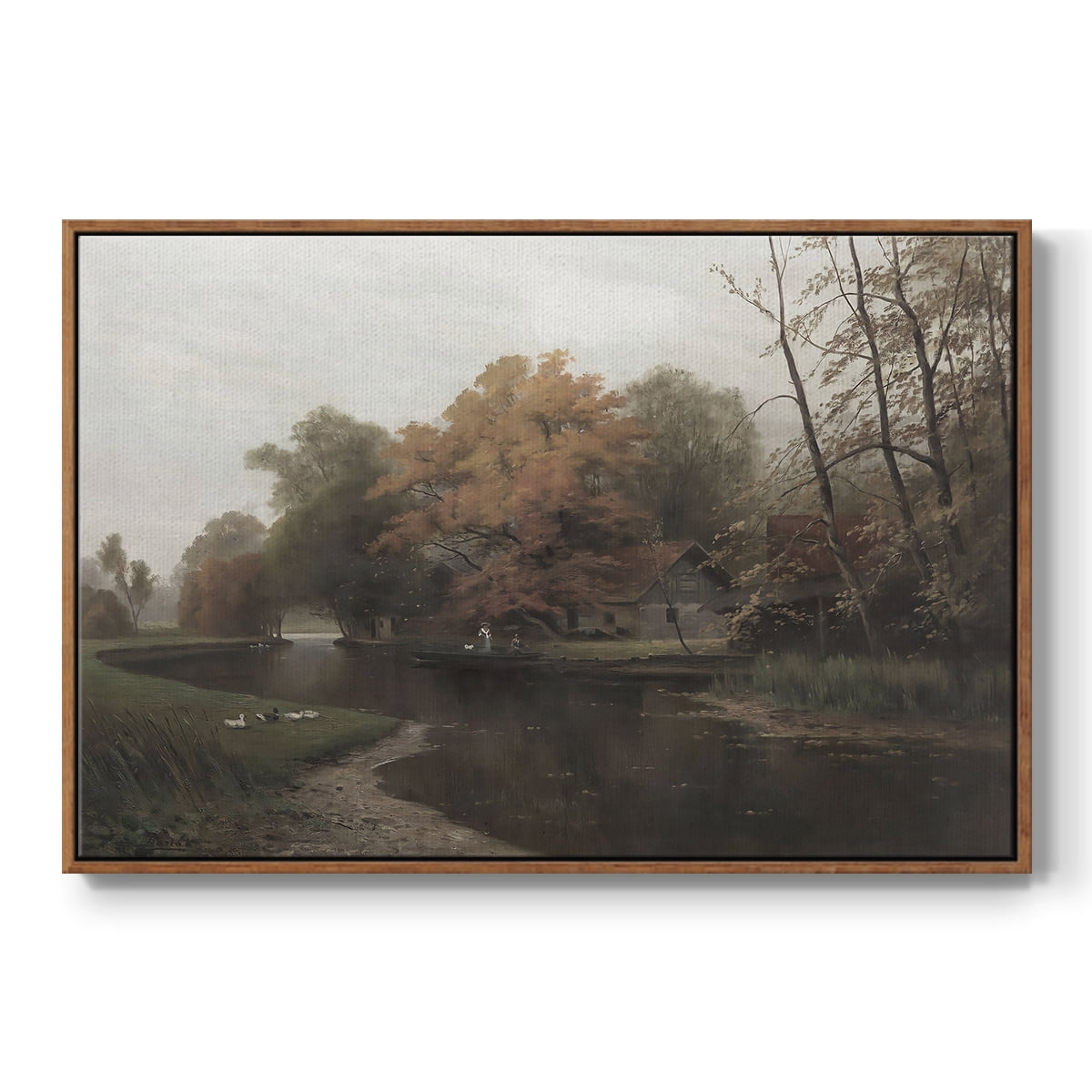 Vintage Landscape-CCCXXVI By Wexford Home Framed in Walnut Wood Gallery Wrapped Canvas 25 in. x 37 in.