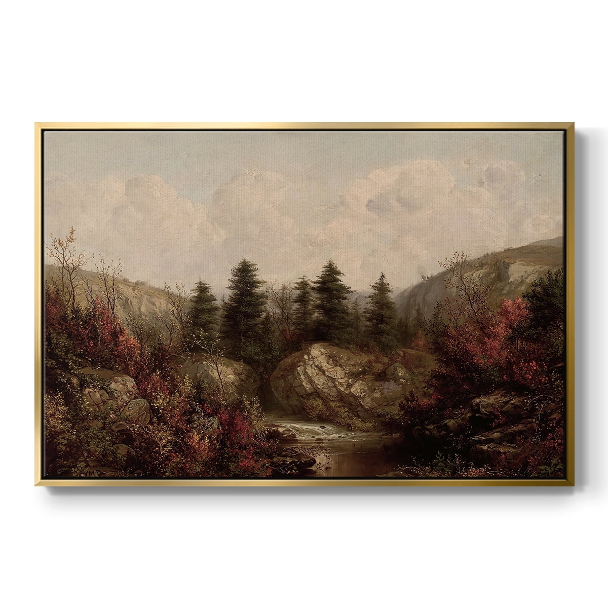 Vintage Landscape-CCCXXVIII By Wexford Home Framed in Gold Wood Gallery Wrapped Canvas 27 in. x 41 in.