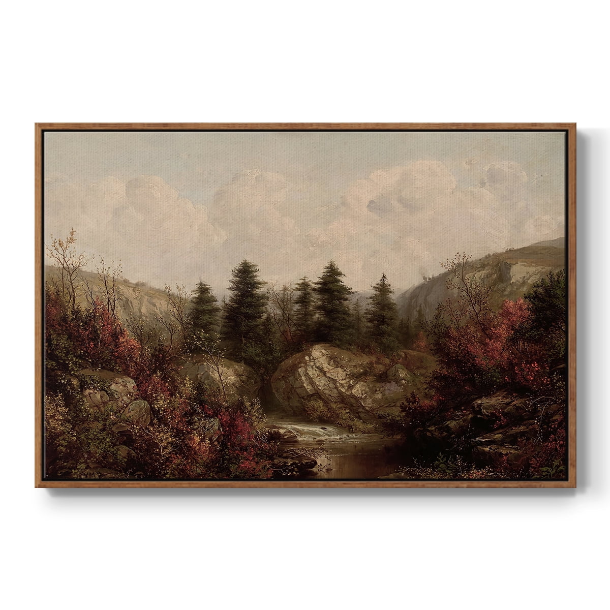 Vintage Landscape-CCCXXVIII By Wexford Home Framed in Walnut Wood Gallery Wrapped Canvas 27 in. x 41 in.