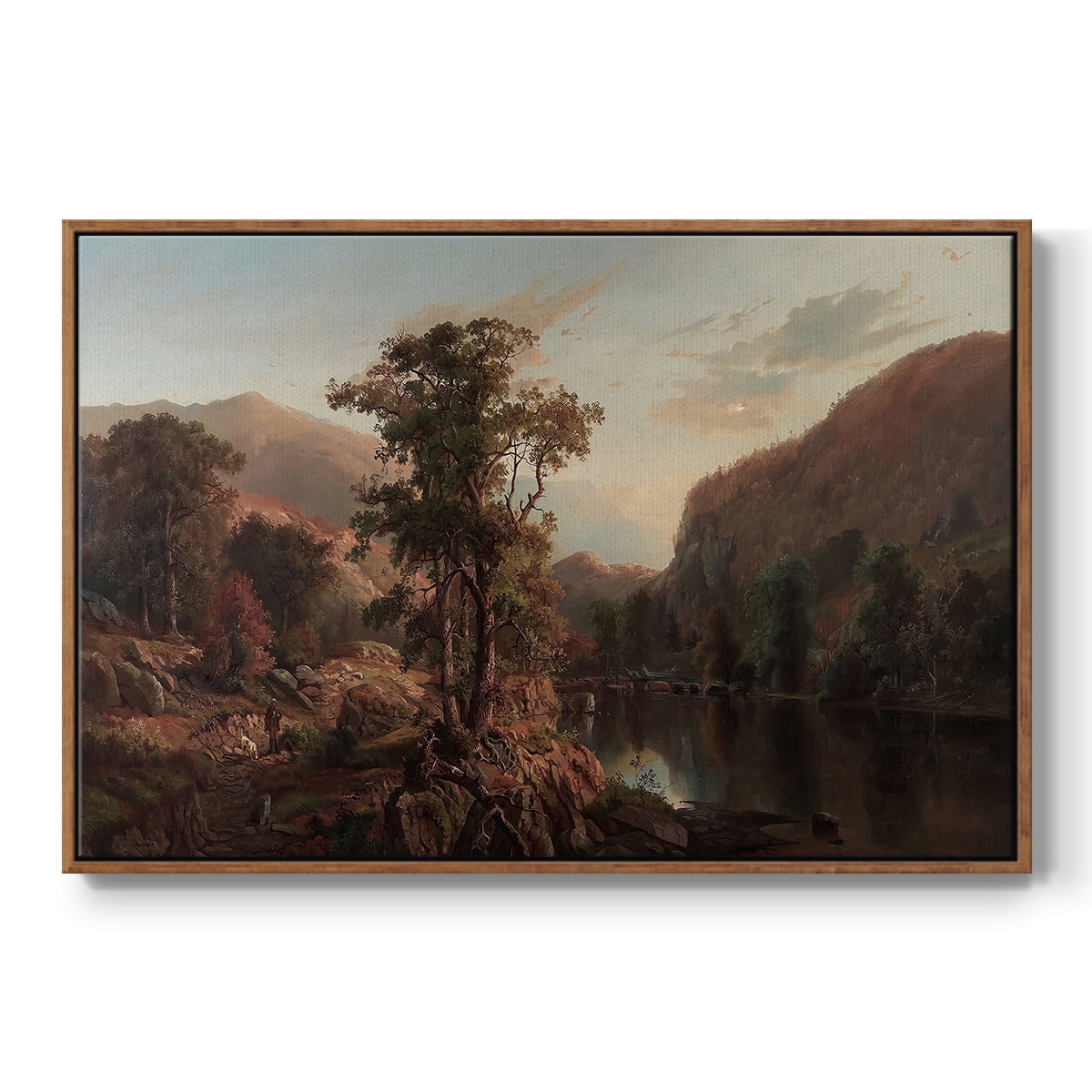 Vintage Landscape-CCCXXX By Wexford Home Framed in Walnut Wood Gallery Wrapped Canvas 25 in. x 37 in.
