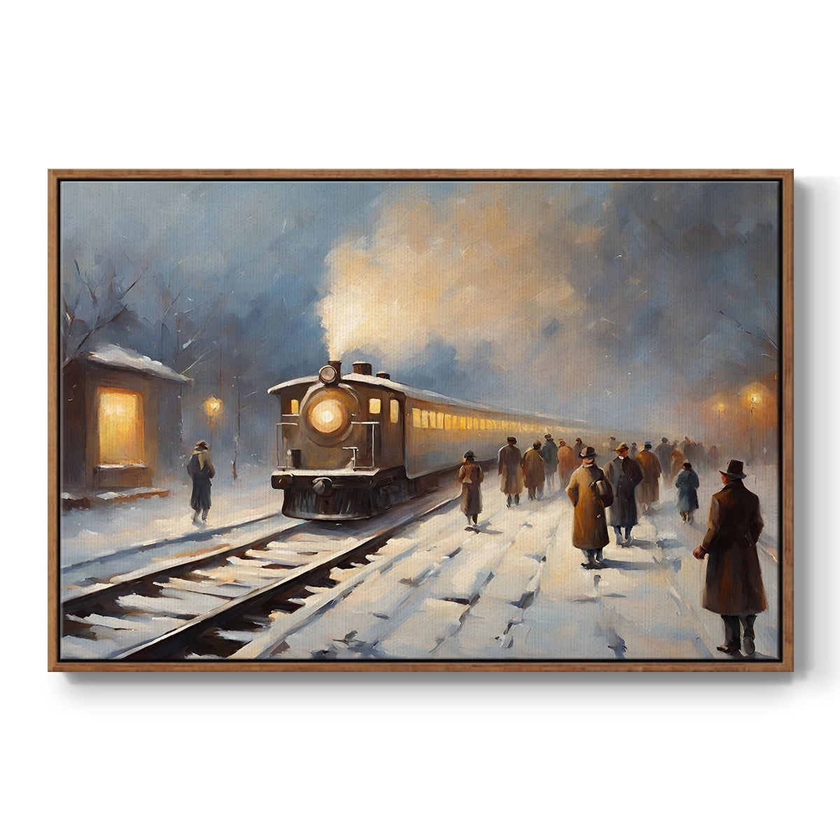 Vintage Landscape-CCI By Wexford Home Framed in Walnut Wood Gallery Wrapped Canvas 27 in. x 41 in.