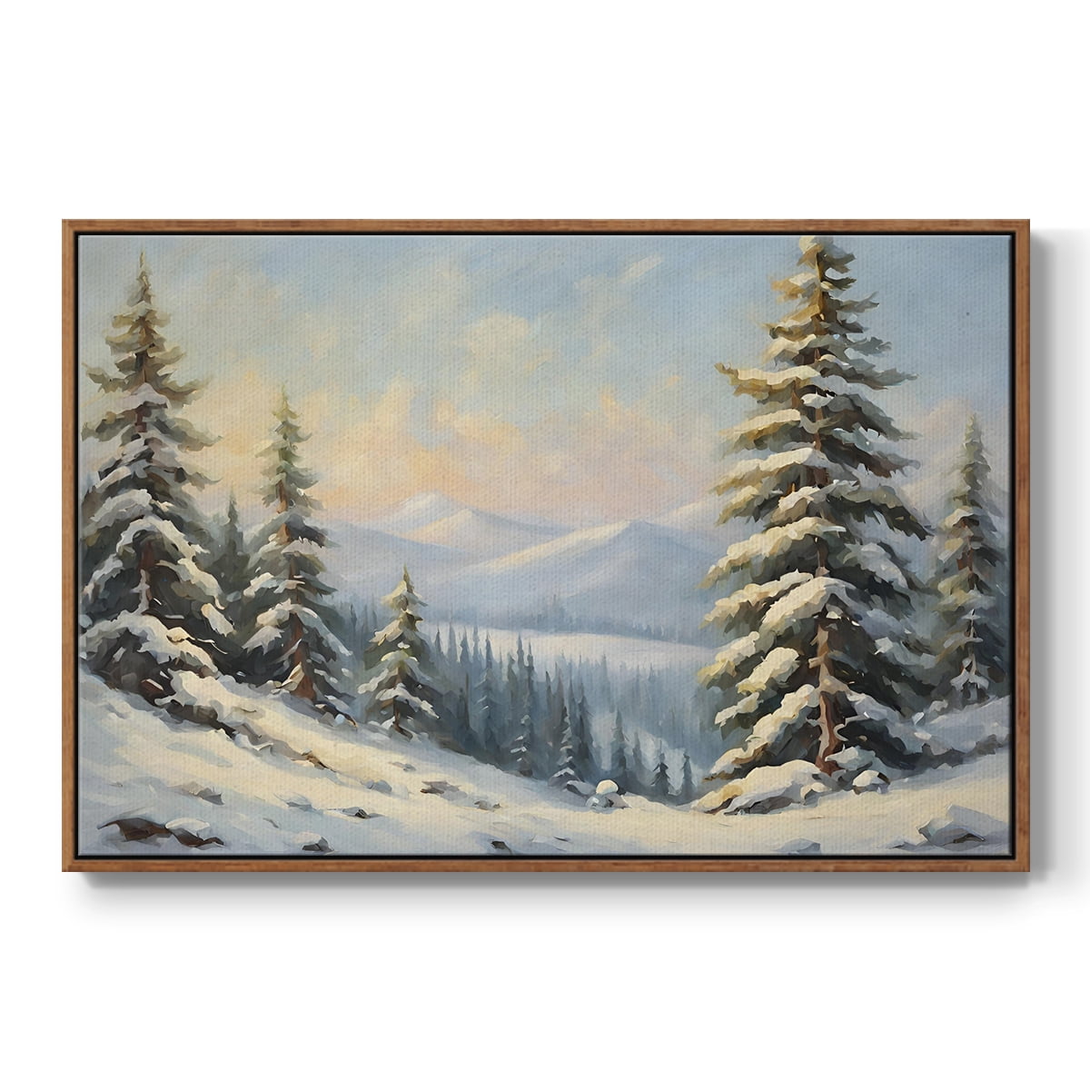 Vintage Landscape-CCIV By Wexford Home Framed in Walnut Wood Gallery Wrapped Canvas 27 in. x 41 in.