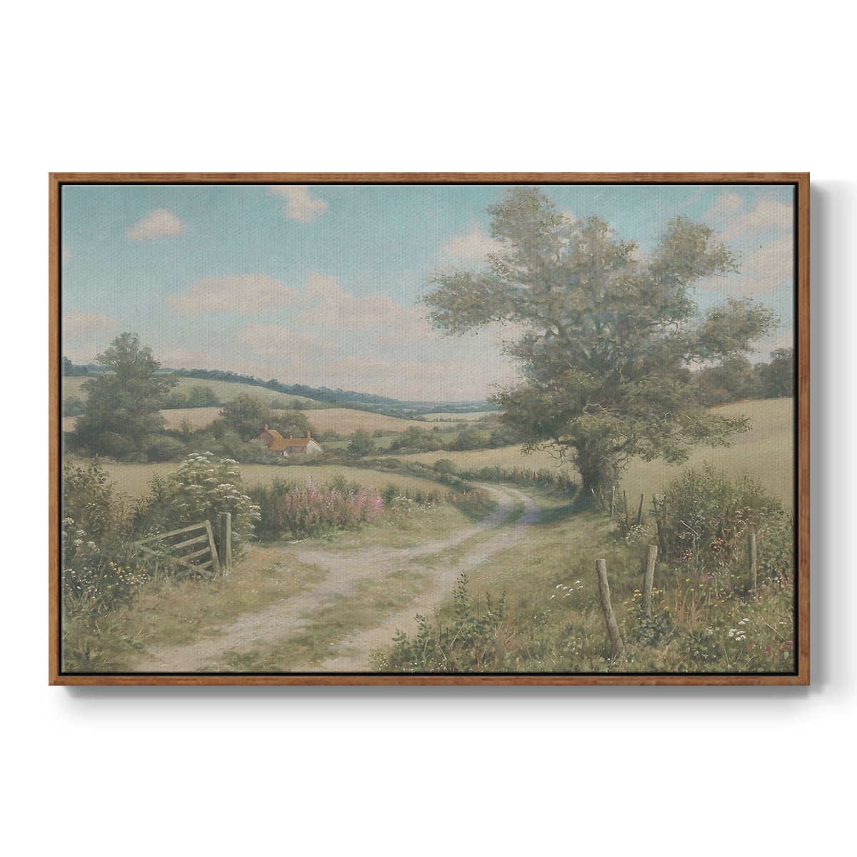 Vintage Landscape-CCL By Wexford Home Framed in Walnut Wood Gallery Wrapped Canvas 17 in. x 25 in.