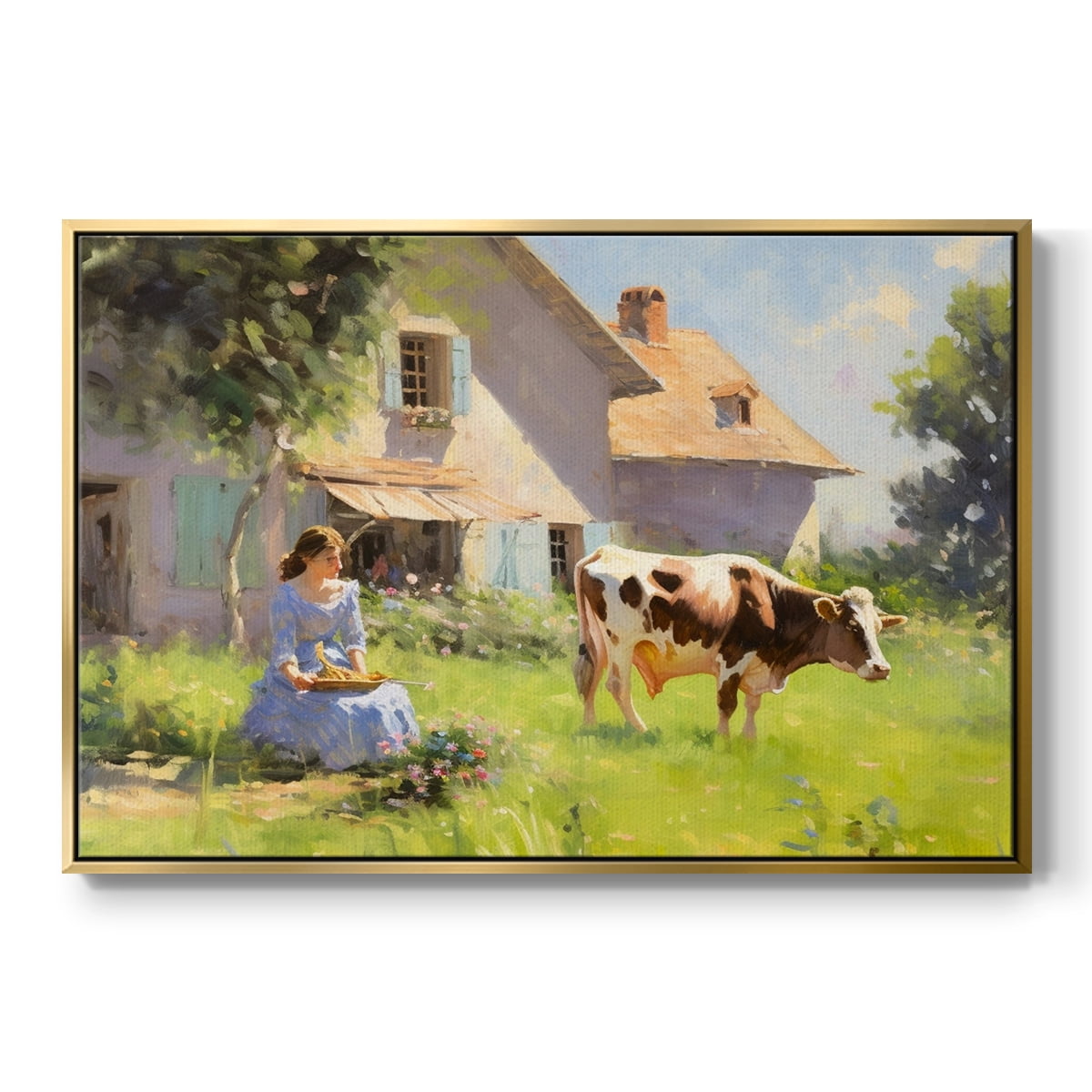 Vintage Landscape-CCLI By Wexford Home Framed in Gold Wood Gallery Wrapped Canvas 17 in. x 25 in.