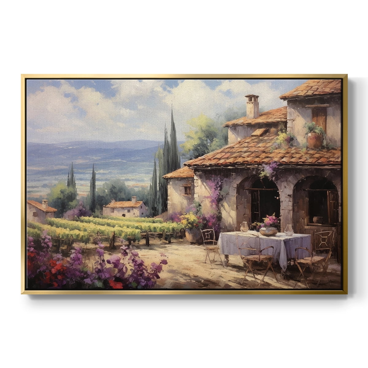 Vintage Landscape-CCLIII By Wexford Home Framed in Gold Wood Gallery Wrapped Canvas 17 in. x 25 in.