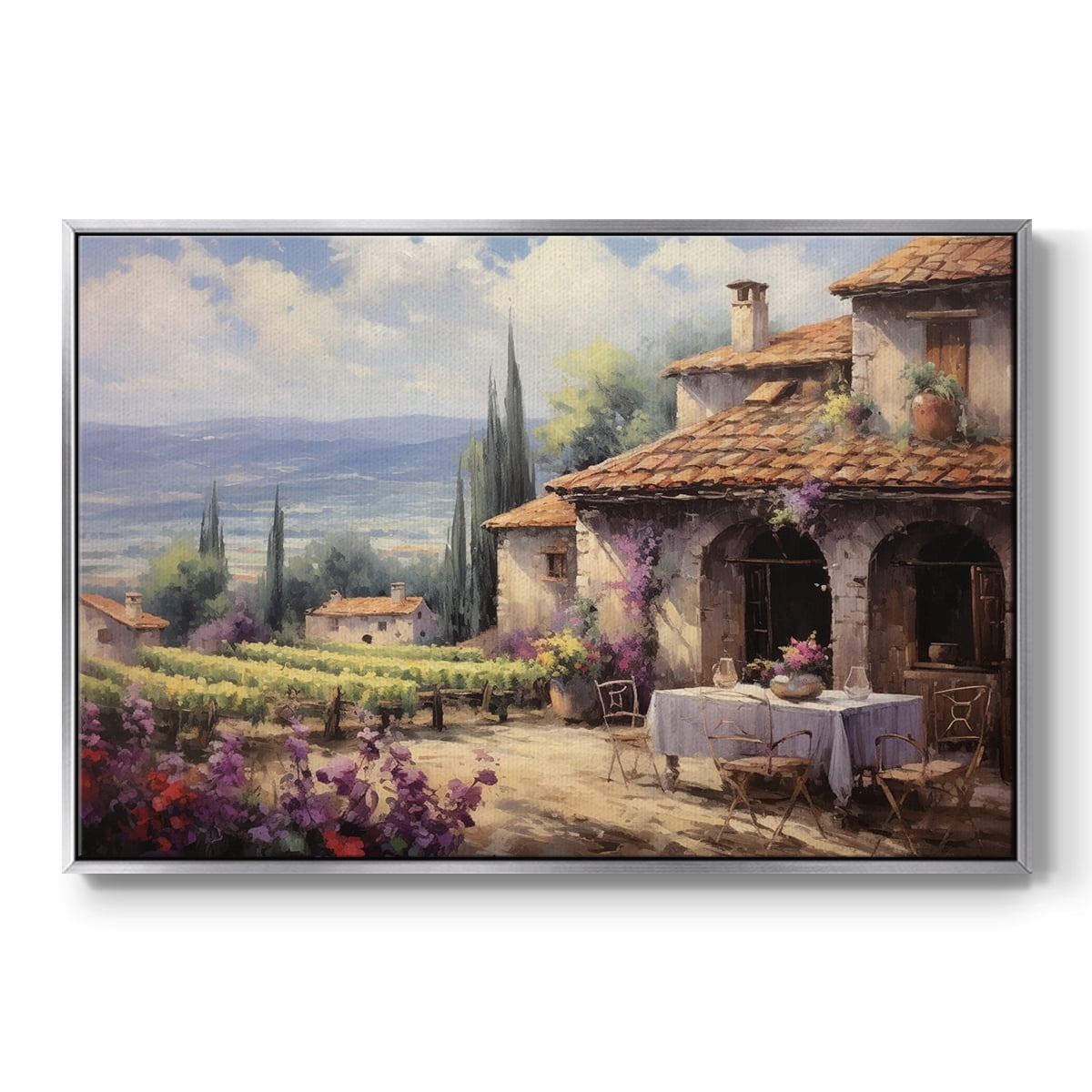Vintage Landscape-CCLIII By Wexford Home Framed in Silver Wood Gallery Wrapped Canvas 27 in. x 41 in.