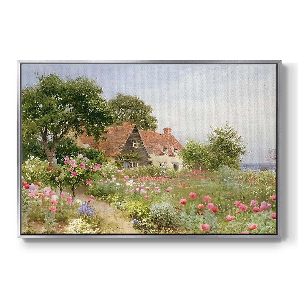 Vintage Landscape-CCLIV By Wexford Home Framed in Silver Wood Gallery Wrapped Canvas 17 in. x 25 in.