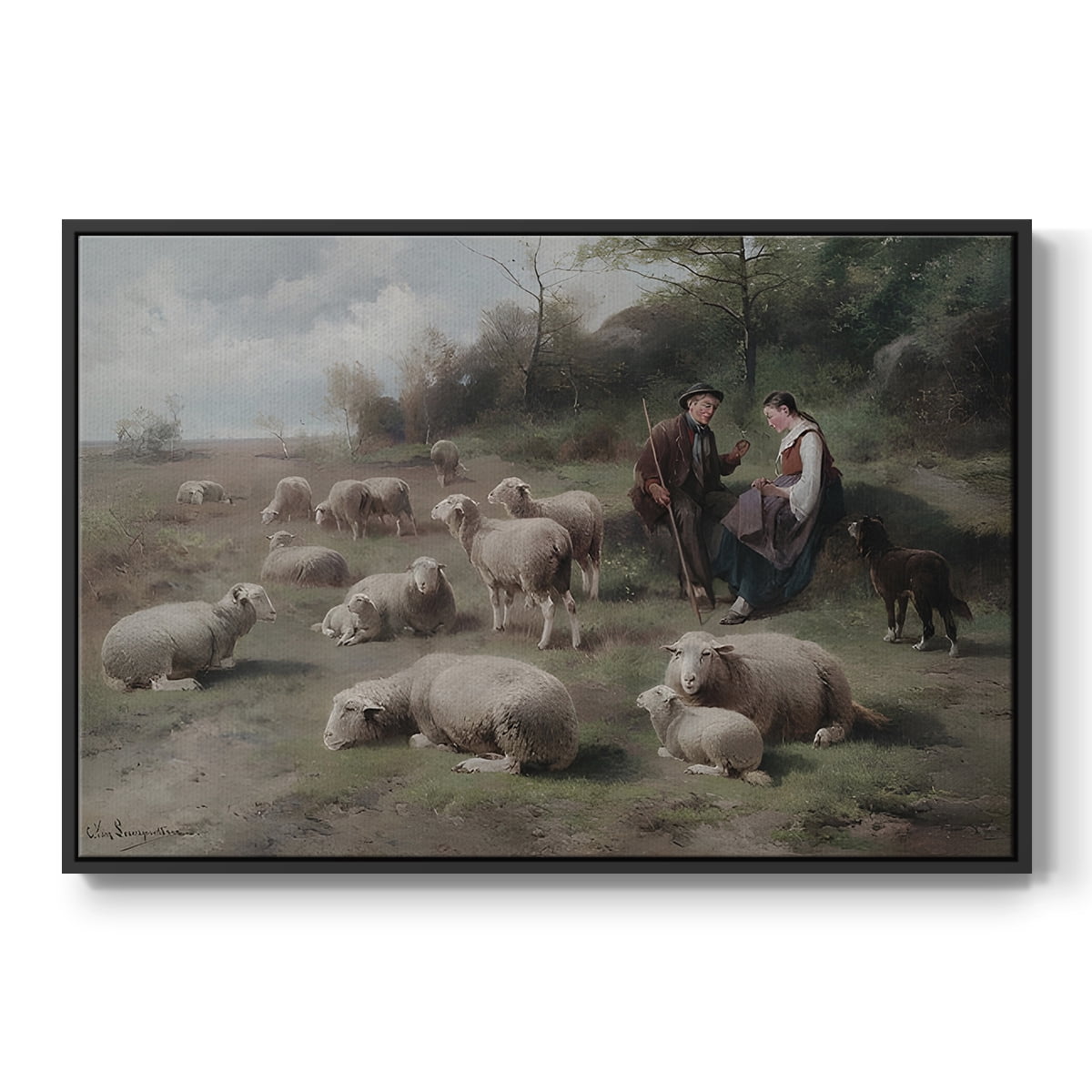 Vintage Landscape-CCLV By Wexford Home Framed in Black Wood Gallery Wrapped Canvas 17 in. x 25 in.