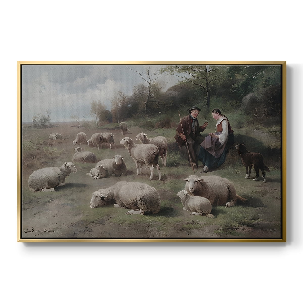 Vintage Landscape-CCLV By Wexford Home Framed in Gold Wood Gallery Wrapped Canvas 17 in. x 25 in.