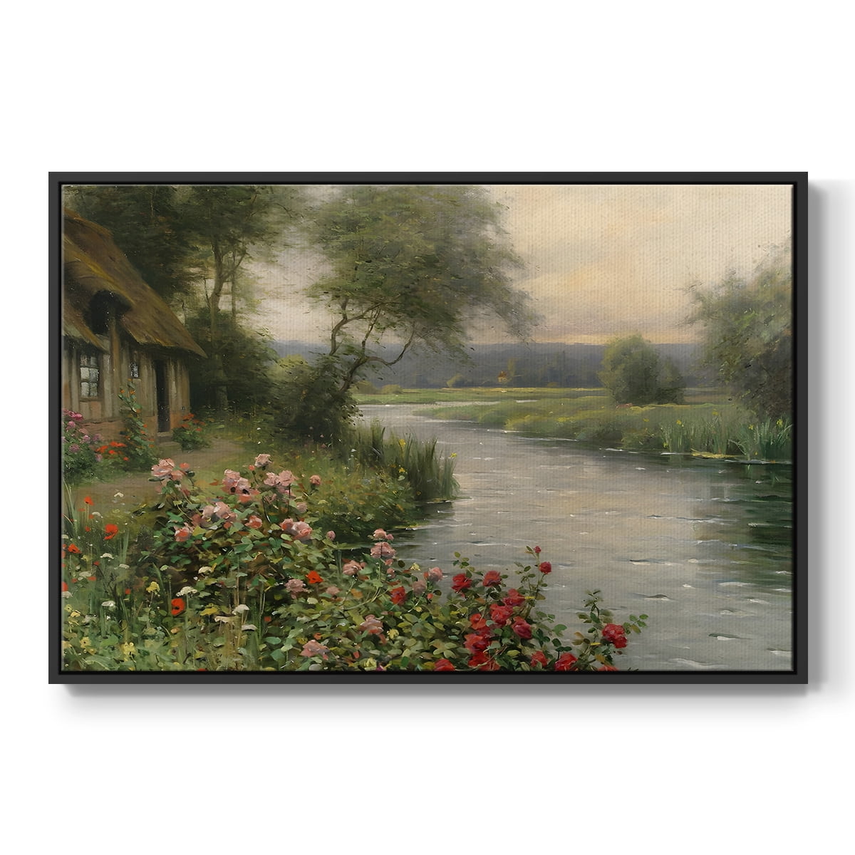 Vintage Landscape-CCLVI By Wexford Home Framed in Black Wood Gallery Wrapped Canvas 25 in. x 37 in.