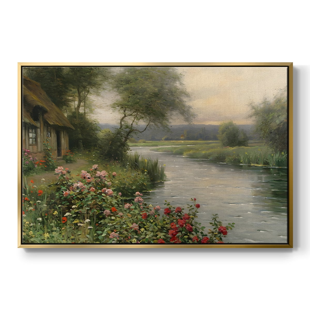 Vintage Landscape-CCLVI By Wexford Home Framed in Gold Wood Gallery Wrapped Canvas 17 in. x 25 in.