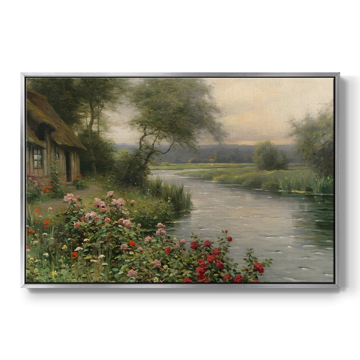 Vintage Landscape-CCLVI By Wexford Home Framed in Silver Wood Gallery Wrapped Canvas 27 in. x 41 in.