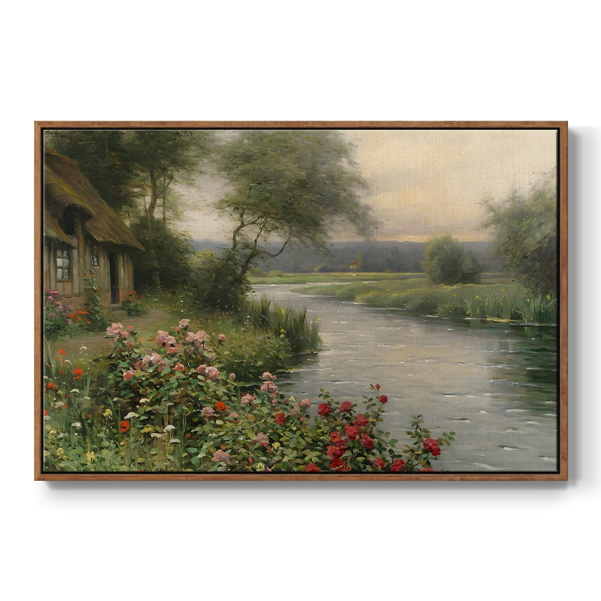 Vintage Landscape-CCLVI By Wexford Home Framed in Walnut Wood Gallery Wrapped Canvas 25 in. x 37 in.