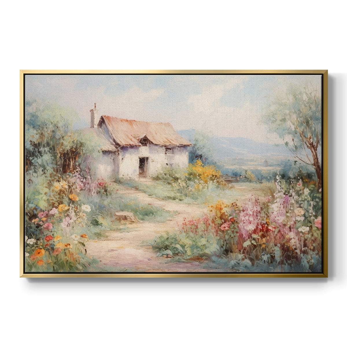 Vintage Landscape-CCLVIII By Wexford Home Framed in Gold Wood Gallery Wrapped Canvas 27 in. x 41 in.