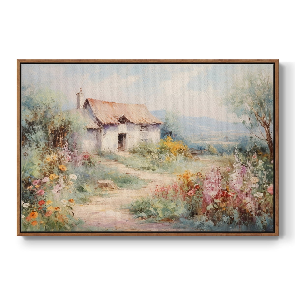 Vintage Landscape-CCLVIII By Wexford Home Framed in Walnut Wood Gallery Wrapped Canvas 17 in. x 25 in.