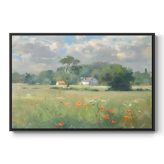Vintage Landscape-CCLXI By Wexford Home Framed in Black Wood Gallery Wrapped Canvas 17 in. x 25 in.
