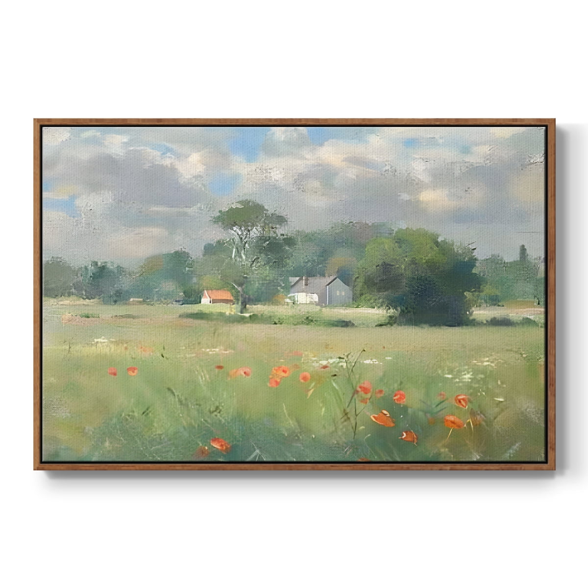 Vintage Landscape-CCLXI By Wexford Home Framed in Walnut Wood Gallery Wrapped Canvas 25 in. x 37 in.