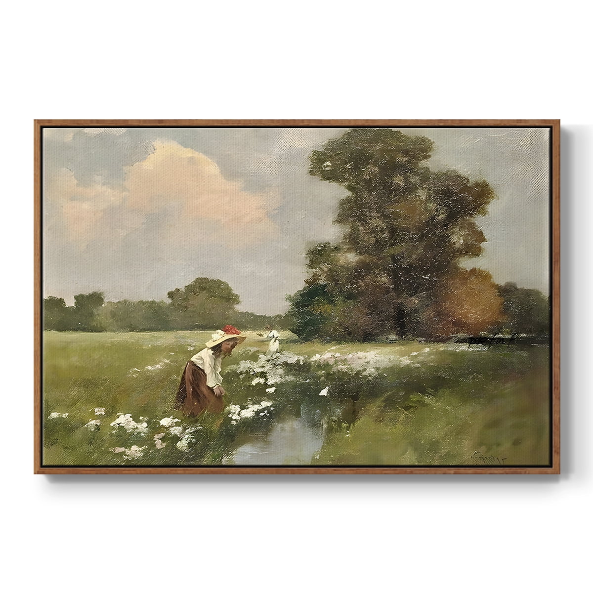Vintage Landscape-CCLXII By Wexford Home Framed in Walnut Wood Gallery Wrapped Canvas 27 in. x 41 in.