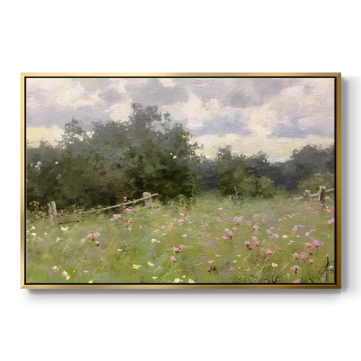 Vintage Landscape-CCLXIV By Wexford Home Framed in Gold Wood Gallery Wrapped Canvas 17 in. x 25 in.