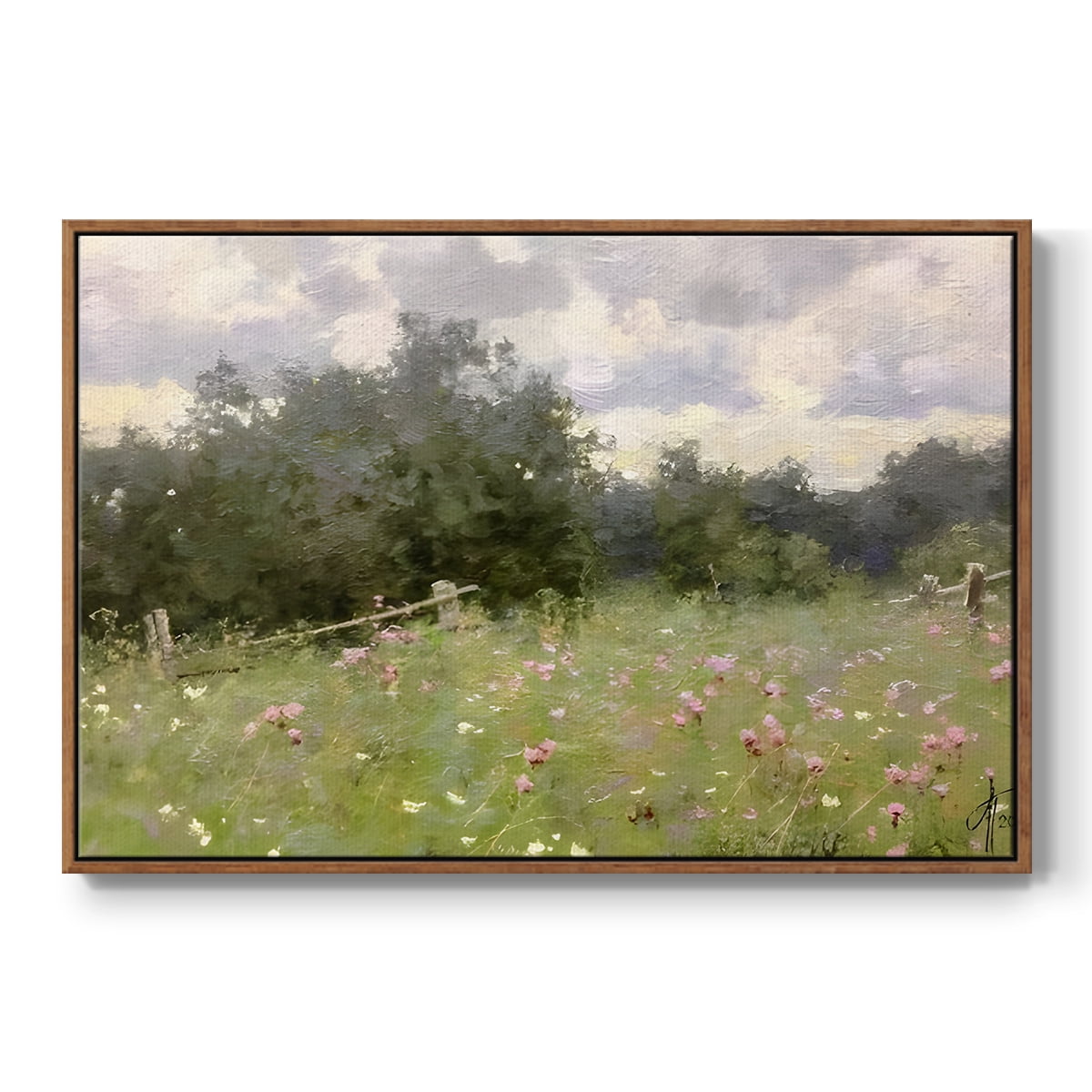 Vintage Landscape-CCLXIV By Wexford Home Framed in Walnut Wood Gallery Wrapped Canvas 27 in. x 41 in.