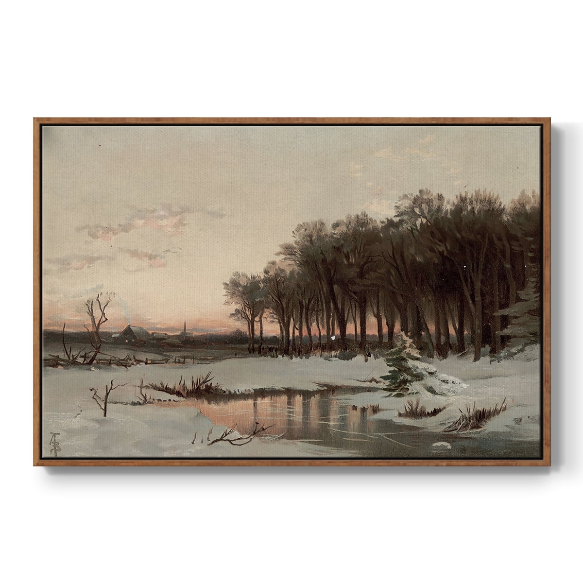 Vintage Landscape-CCLXIX By Wexford Home Framed in Walnut Wood Gallery Wrapped Canvas 27 in. x 41 in.